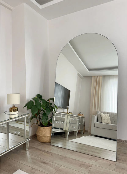 Rahmenloser Spiegel oval mit Standfuß | 180x100 cm