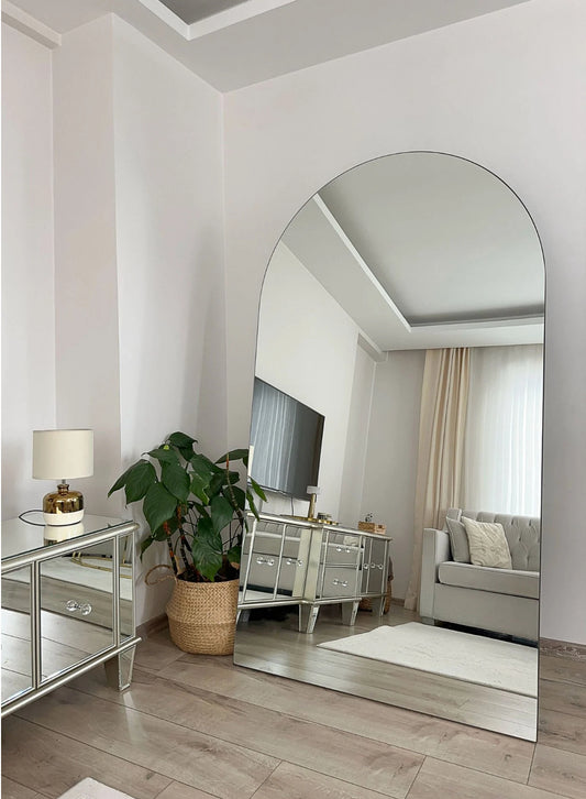 Rahmenloser Spiegel oval mit Standfuß | 180x100 cm