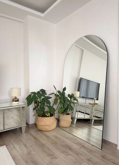 Rahmenloser Spiegel oval mit Standfuß | 180x100 cm