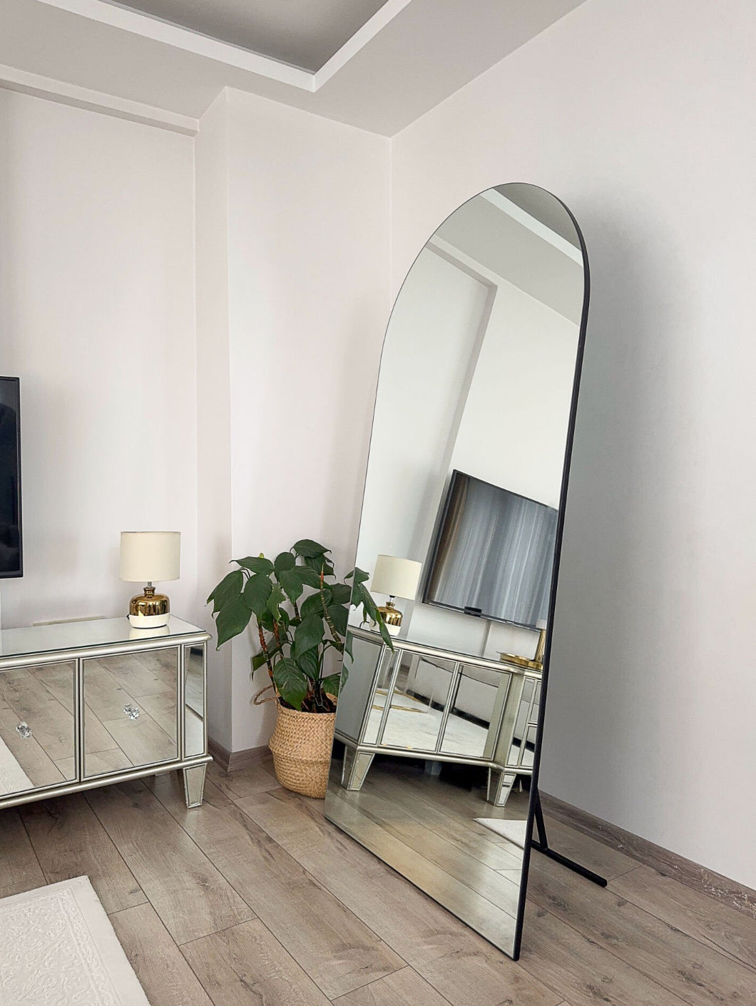 Rahmenloser Spiegel oval cm mit Standfuß | 180x80