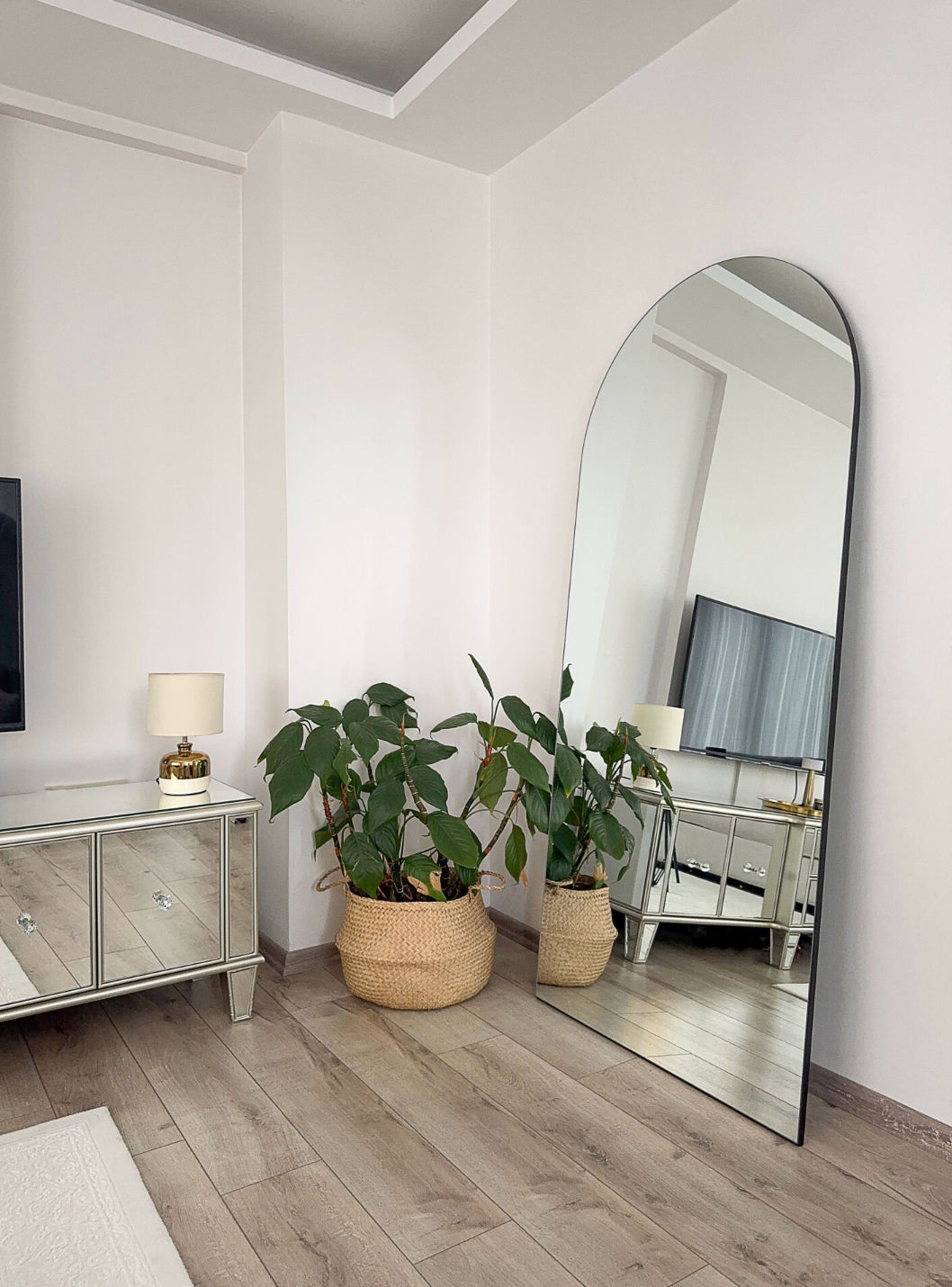 Rahmenloser Spiegel oval cm mit Standfuß | 180x80