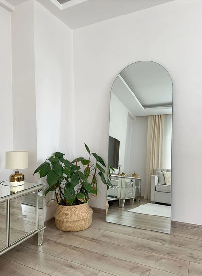 Rahmenloser Spiegel oval mit Standfuß | 180 x 70 cm