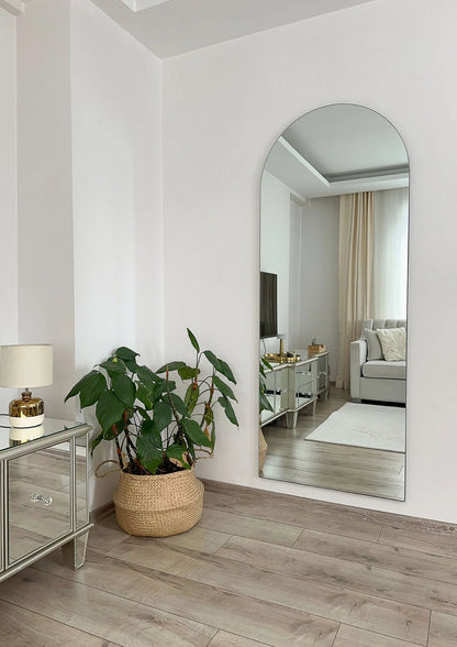 Rahmenloser Spiegel oval mit Standfuß | 180 x 70 cm