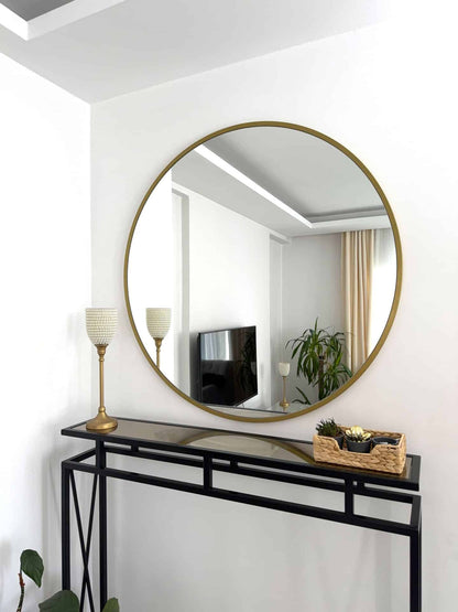 Runder Wandspiegel, Gold&Schwarz, 100 cm