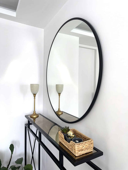 Runder Wandspiegel, Gold&Schwarz, 100 cm