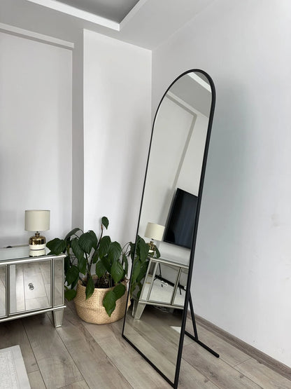 Ovaler Standspiegel | 180×70 cm | Gold & Schwarz