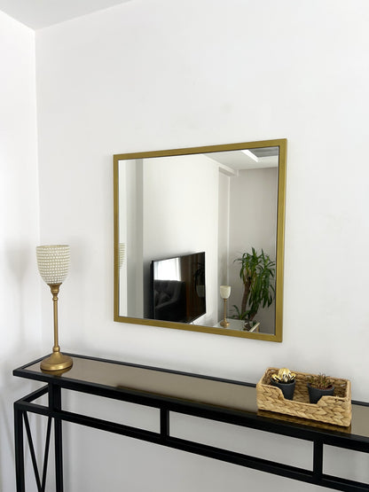 Quadrat Wandspiegel, Gold&Schwarz, 60×60 cm