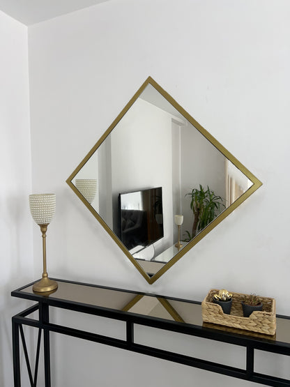 Quadrat Wandspiegel, Gold&Schwarz, 60×60 cm