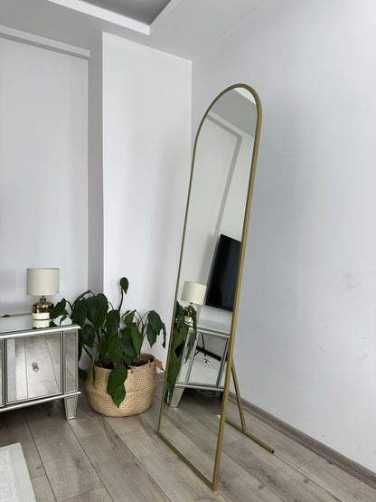 Ovaler Standspiegel | 180×60 cm | Gold & Schwarz