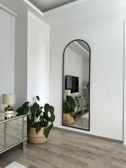 Ovaler Standspiegel | 180×60 cm | Gold & Schwarz